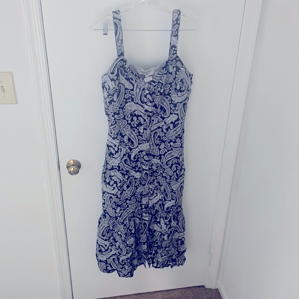 Loft navy and white flirty dress